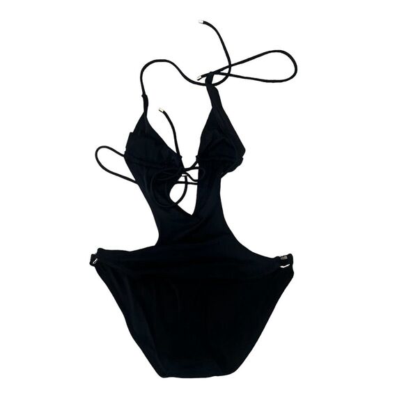 Victoria's Secret Keyhole Cutout V Plunge One-Piece Swimsuit Black Size M - Picture 4 of 7